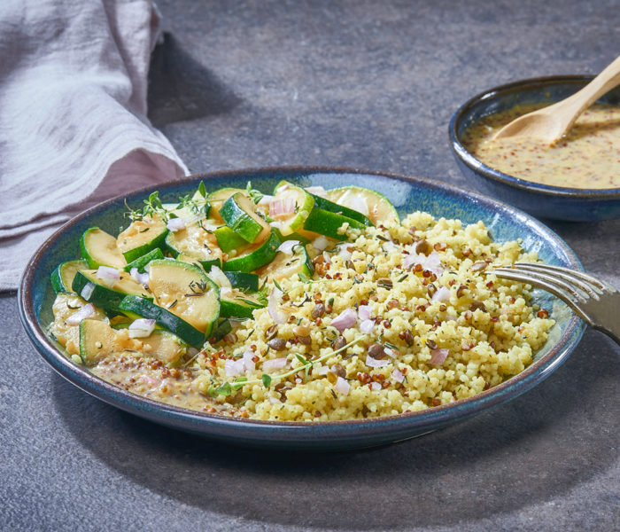 Roasted Garlic & Olive Oil Organic Grains with Creamy Mustard Sauce