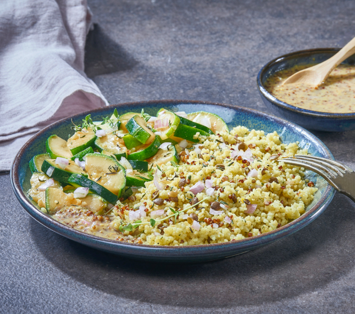 Roasted Garlic & Olive Oil Organic Grains with Creamy Mustard Sauce