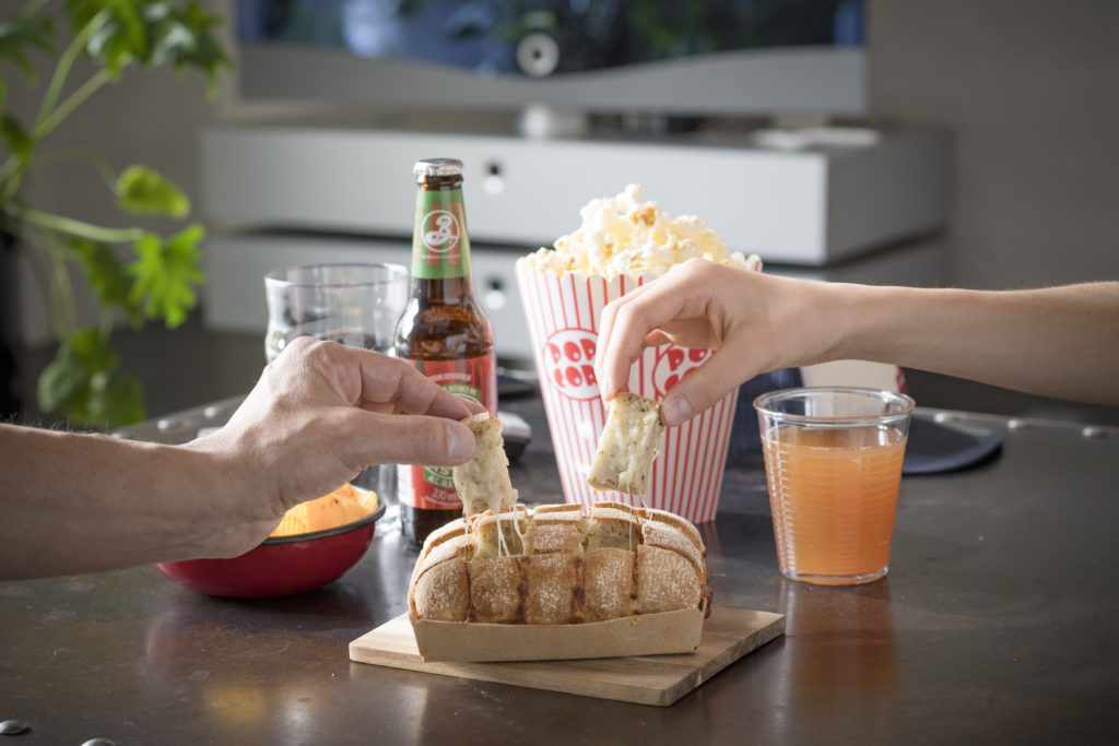 TV time with cheese bread