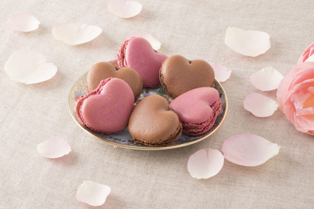 Valentine's day with heart shaped macarons